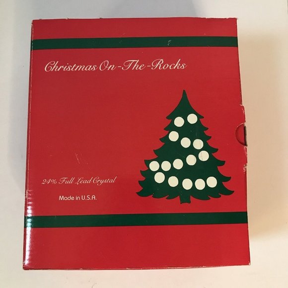 St. George Crystal tumblers set of 4 Christmas On-The-Rocks Xmas tree decor 4" - Picture 4 of 7